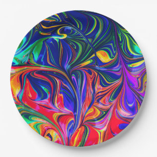 Rainbow Swirl Trippy Glow Stick Pappteller