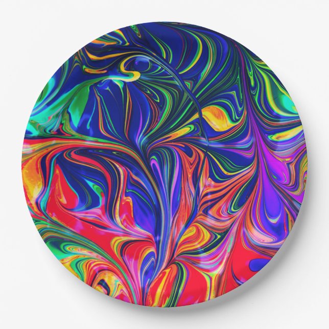 Rainbow Swirl Trippy Glow Stick Pappteller (Vorderseite)