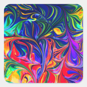 Rainbow Swirl Trippy Glow Stick Quadratischer Aufkleber
