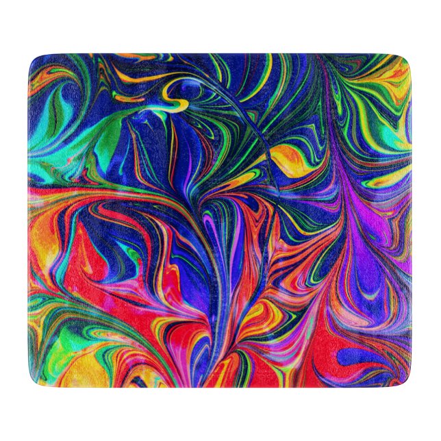 Rainbow Swirl Trippy Glow Stick Schneidebrett (Vorderseite)