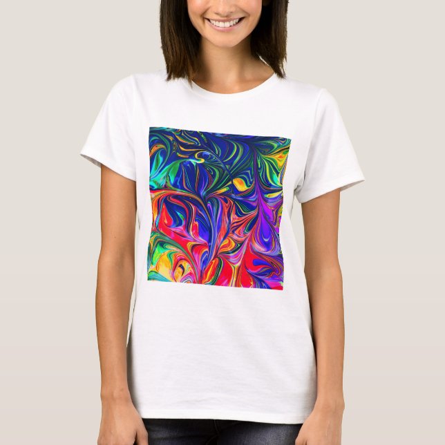 Rainbow Swirl Trippy Glow Stick T-Shirt (Vorderseite)