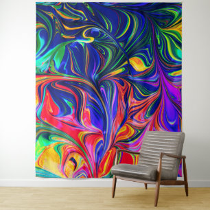 Rainbow Swirl Trippy Glow Stick Wandteppich