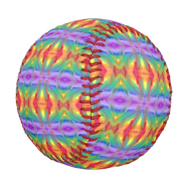Rainbow Swirl Watercolor Wash Rainbow Baseball (Schrägansicht)