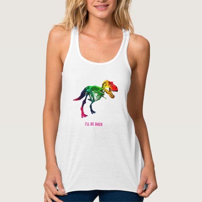 Rainbow T Rex Funny Fossil mit Ihrem Namen Tank Top (Vorderseite)