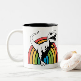 Rainbow T Rex Zweifarbige Tasse