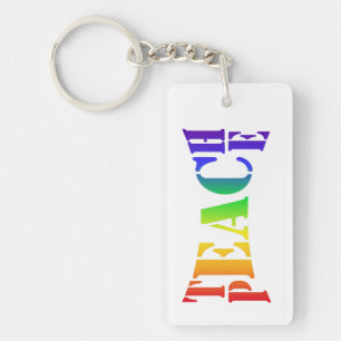 Rainbow Teach Peace doppelseitig Schlüsselanhänger