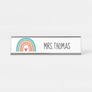 Rainbow Teacher Desk Namplate - Individuelle Name- Schreibtischnamensplakette