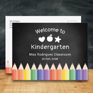 Rainbow Teacher Kindergarten-Willkommensvorlage Postkarte