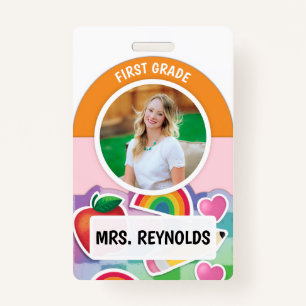 Rainbow Teacher Name Foto ID Abzeichen Ausweis