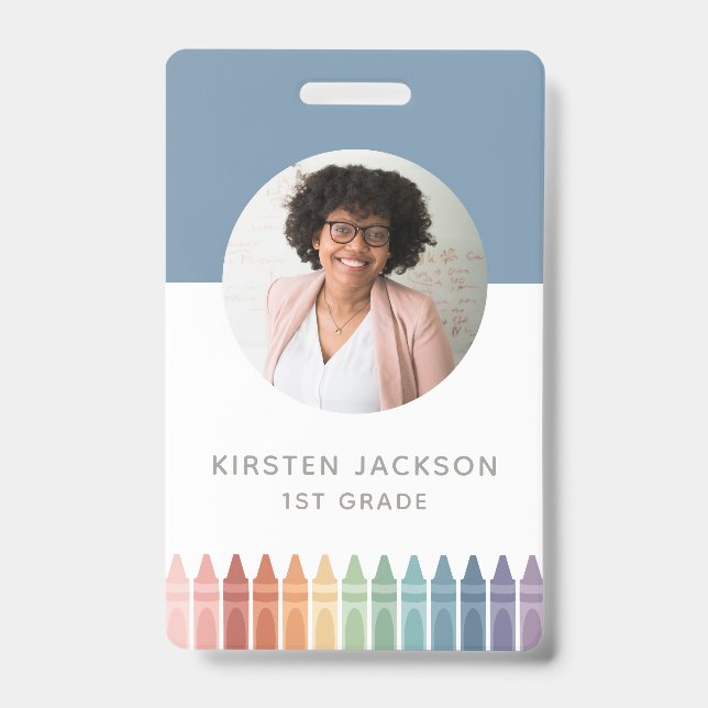 Rainbow Teacher Name Foto ID Abzeichen Ausweis (Vorderseite)