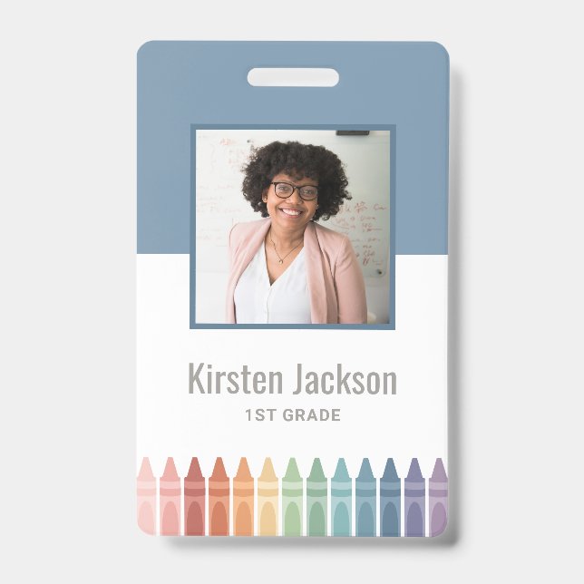 Rainbow Teacher Name Foto ID Abzeichen Ausweis (Vorderseite)