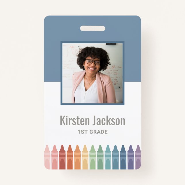 Rainbow Teacher Name Foto ID Abzeichen Ausweis (Vorderseite)