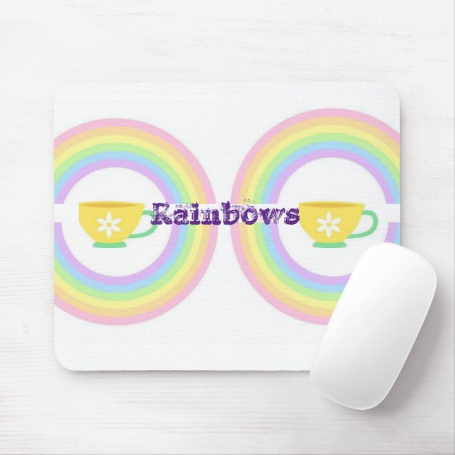 Rainbow Teacup Mouse Pad! Mousepad (Mit Mouse)