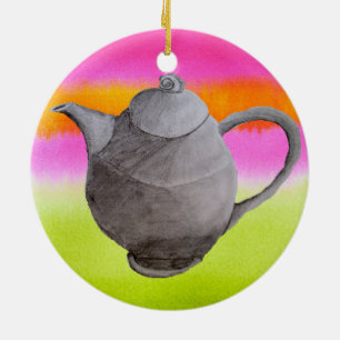 Rainbow Teapot arty tea party Keramik Ornament