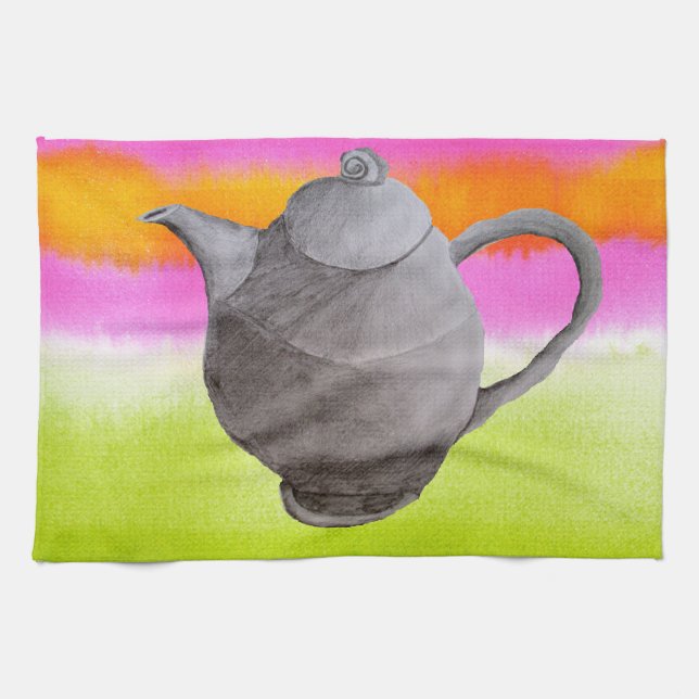Rainbow Teapot arty tea party Küchentuch (Horizontal)