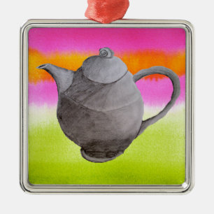 Rainbow Teapot arty tea party Ornament Aus Metall