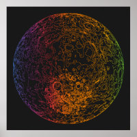 Rainbow Technical Moon Space Illustration 24x24