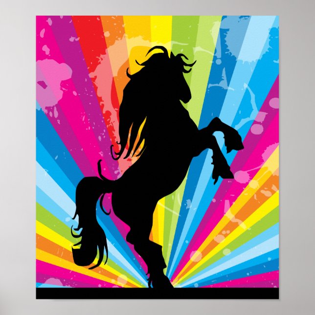 Rainbow Techno Silhouette Poster (Vorne)