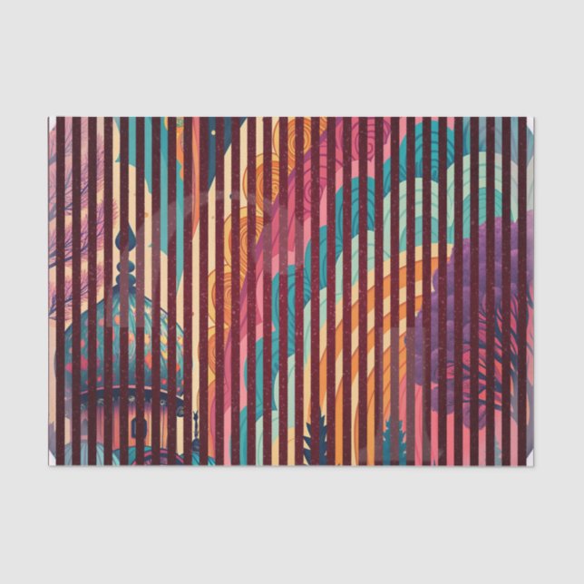 Rainbow Temple Striped Tissue Paper – Customizable Seidenpapier (Vorderseite)