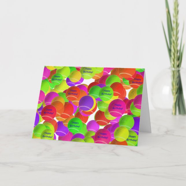 Rainbow Tennis Birthday Wishes Karte (Vorderseite)