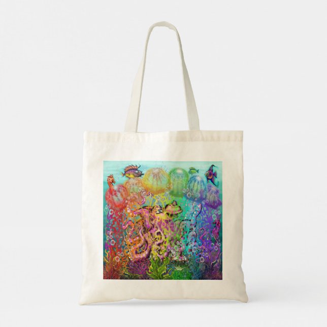 Rainbow Tentacles Tote Bag Tragetasche (Rückseite)
