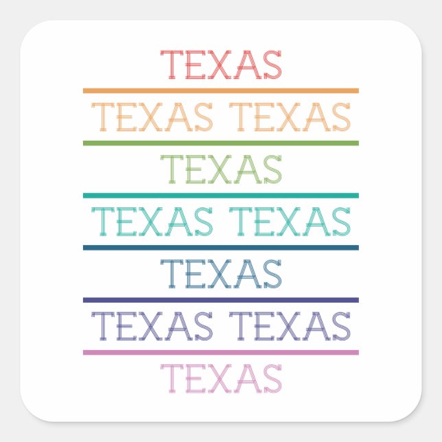 Rainbow Texas, Texas, Texas Quadratischer Aufkleber (Vorderseite)