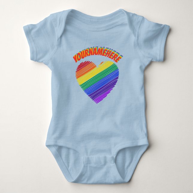 Rainbow Text Rainbow Heart Baby Bodysuit Baby Strampler (Vorderseite)