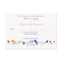 Rainbow Theme Birds Blume Hochzeit RSVP Antwort