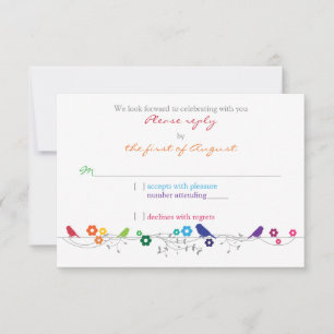 Rainbow Theme Birds Blume Hochzeit RSVP Antwort