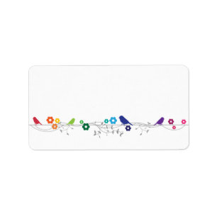 Rainbow Theme Birds Blume Hochzeitslehre Adressaufkleber