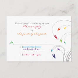 Rainbow Theme Floral Wedding RSVP Antwort