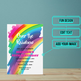 Rainbow Theme Geburtstagsparty Einladung