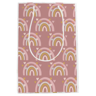 Rainbow Theme Hearts Pink Mittlere Geschenktüte