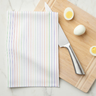 Rainbow Thin Stripes Weißes Muster Geschirrtuch