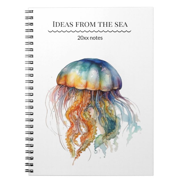 Rainbow Tides Jellyfish: Wasserfarben Kunst Notizblock (Vorderseite)