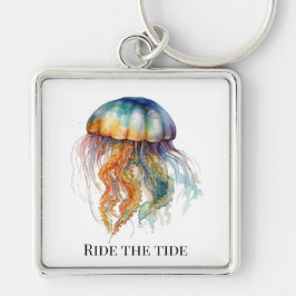 Rainbow Tides Jellyfish: Wasserfarben Kunst Schlüsselanhänger