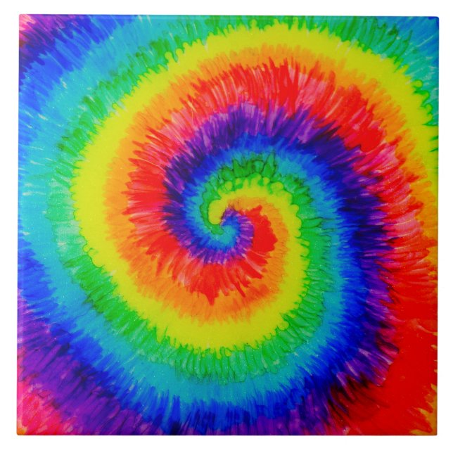 Rainbow Tie-Dye Alcohol Ink Fliese (Vorderseite)