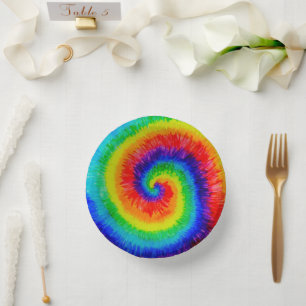 Rainbow Tie-Dye Alcohol Ink Pappteller