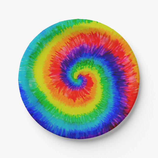 Rainbow Tie-Dye Alcohol Ink Pappteller (Vorderseite)