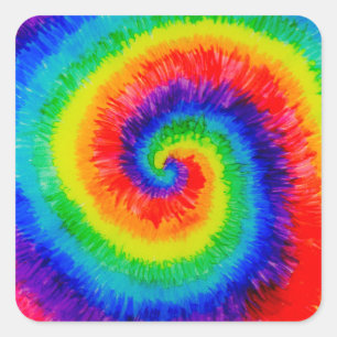 Rainbow Tie-Dye Alcohol Ink Quadratischer Aufkleber