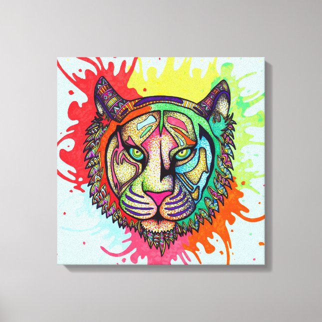 Rainbow Tiger Leinwanddruck (Vorderseite)