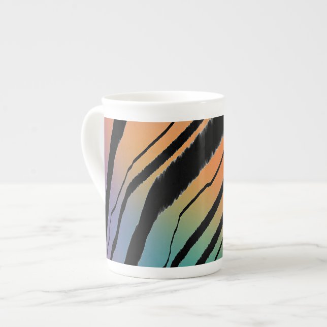 Rainbow Tiger Print Prozellantasse (Vorderseite Links)