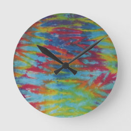 Rainbow Tiger Stripes Gefärbte Krawatte PhatDyes Runde Wanduhr