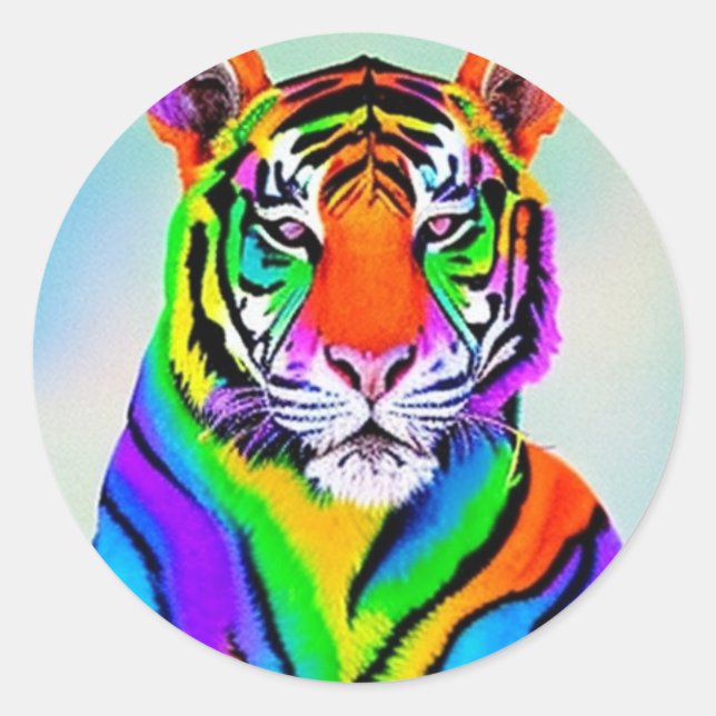 Rainbow-Tigersticker Runder Aufkleber (Vorderseite)