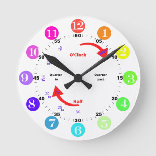 Rainbow Time Learning Round Clock Runde Wanduhr