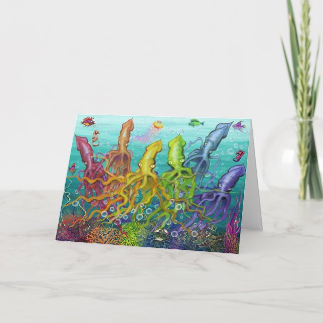 Rainbow-Tintenfisch-Karte Karte (Vorderseite)