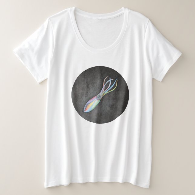 Rainbow Tintenfisch Plus Size T - Shirt (Design vorne)