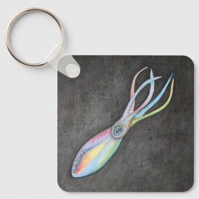 Rainbow Tintenfisch Schlüsselanhänger (Vorderseite)