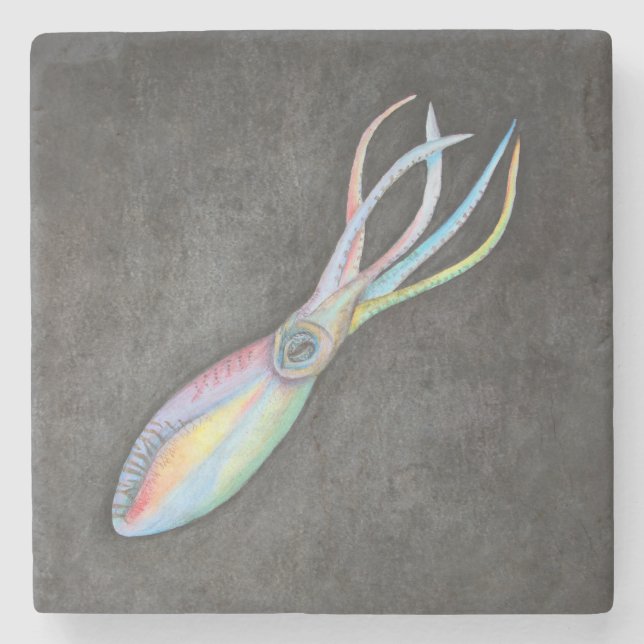 Rainbow Tintenfisch Stone Untersetzer (Vorderseite)