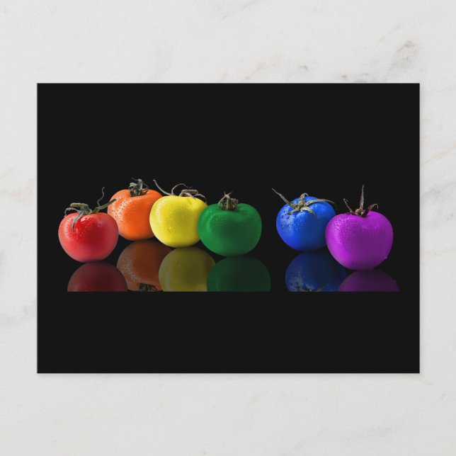 RAINBOW TOMATOES FARBIGE DIGITALE ART WALLPAPER BL POSTKARTE (Vorderseite)
